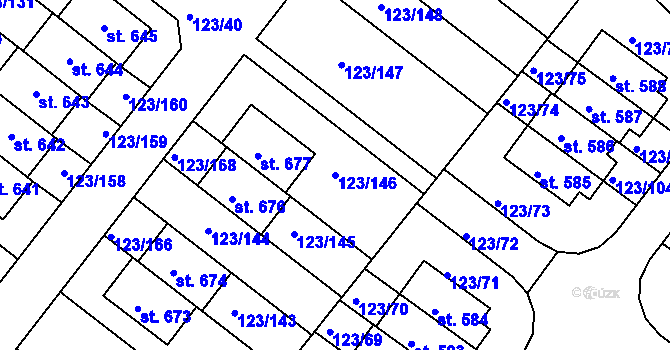 Parcela st. 123/146 v KÚ Tašovice, Katastrální mapa