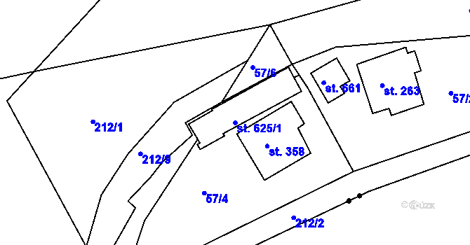 Parcela st. 625/1 v KÚ Tašovice, Katastrální mapa