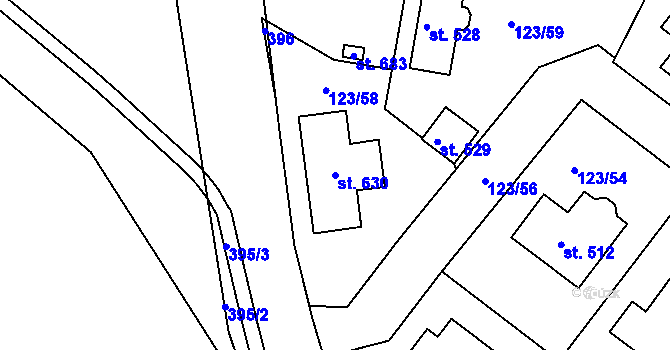 Parcela st. 630 v KÚ Tašovice, Katastrální mapa