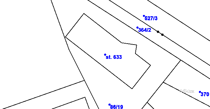 Parcela st. 633 v KÚ Tašovice, Katastrální mapa