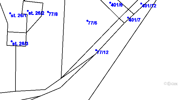 Parcela st. 77/12 v KÚ Tašovice, Katastrální mapa