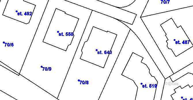 Parcela st. 640 v KÚ Tašovice, Katastrální mapa