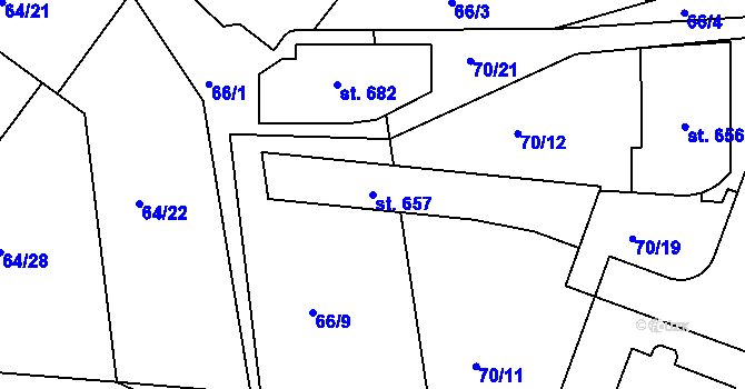 Parcela st. 657 v KÚ Tašovice, Katastrální mapa