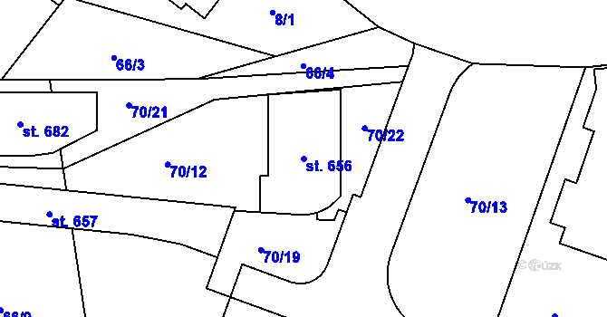Parcela st. 656 v KÚ Tašovice, Katastrální mapa
