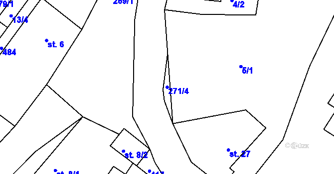 Parcela st. 271/4 v KÚ Tašovice, Katastrální mapa