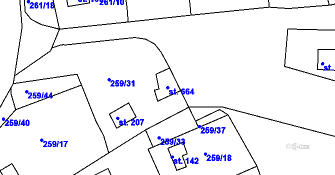 Parcela st. 664 v KÚ Tašovice, Katastrální mapa