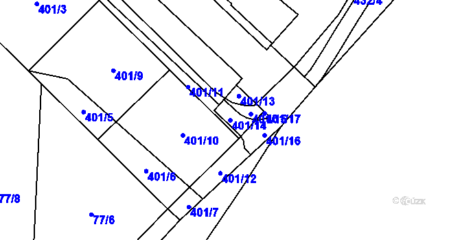 Parcela st. 401/14 v KÚ Tašovice, Katastrální mapa