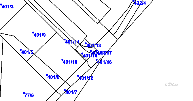 Parcela st. 401/17 v KÚ Tašovice, Katastrální mapa