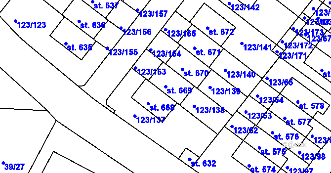 Parcela st. 669 v KÚ Tašovice, Katastrální mapa
