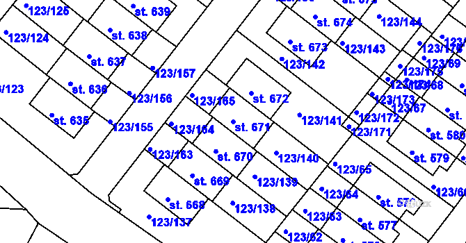 Parcela st. 671 v KÚ Tašovice, Katastrální mapa