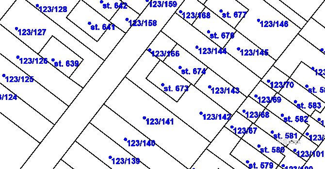 Parcela st. 673 v KÚ Tašovice, Katastrální mapa