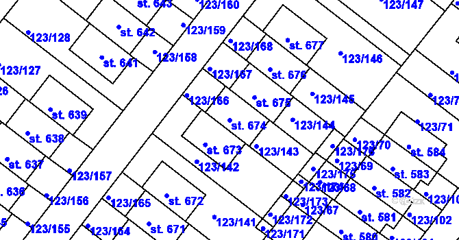Parcela st. 674 v KÚ Tašovice, Katastrální mapa