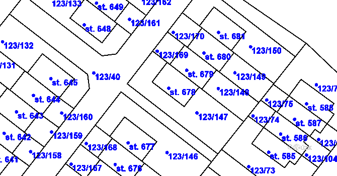 Parcela st. 678 v KÚ Tašovice, Katastrální mapa