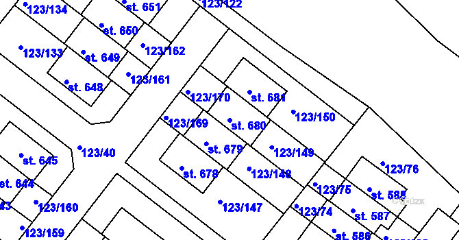 Parcela st. 680 v KÚ Tašovice, Katastrální mapa