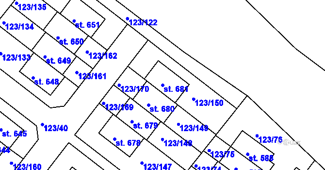 Parcela st. 681 v KÚ Tašovice, Katastrální mapa