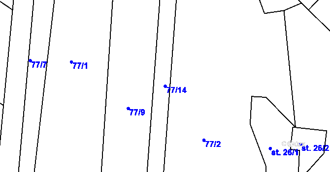 Parcela st. 77/14 v KÚ Tašovice, Katastrální mapa