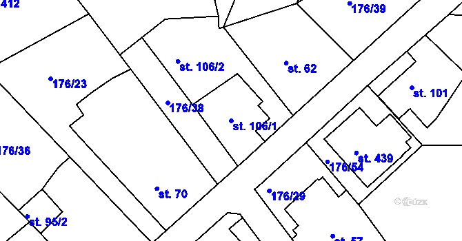 Parcela st. 106/1 v KÚ Tašovice, Katastrální mapa