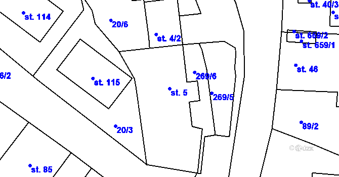 Parcela st. 5 v KÚ Tašovice, Katastrální mapa