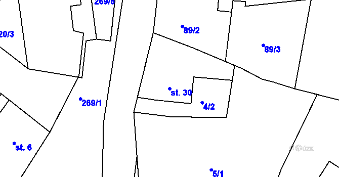 Parcela st. 30 v KÚ Tašovice, Katastrální mapa