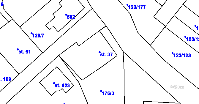 Parcela st. 37 v KÚ Tašovice, Katastrální mapa