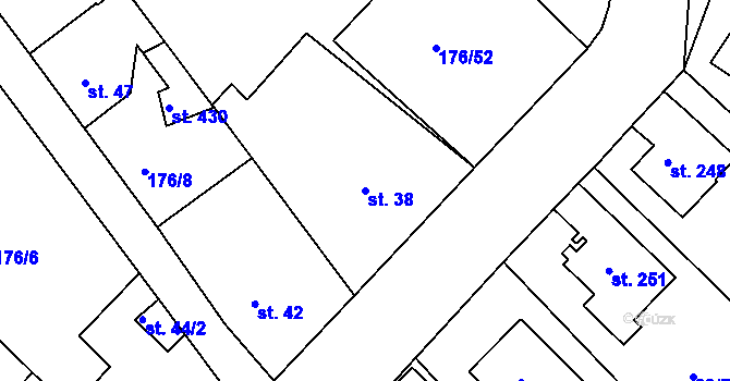 Parcela st. 38 v KÚ Tašovice, Katastrální mapa