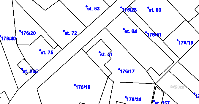 Parcela st. 51 v KÚ Tašovice, Katastrální mapa