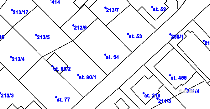 Parcela st. 54 v KÚ Tašovice, Katastrální mapa