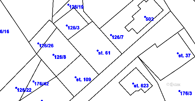 Parcela st. 61 v KÚ Tašovice, Katastrální mapa