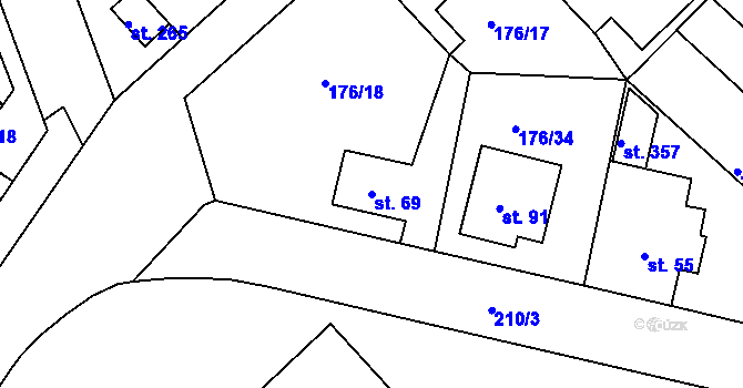 Parcela st. 69 v KÚ Tašovice, Katastrální mapa