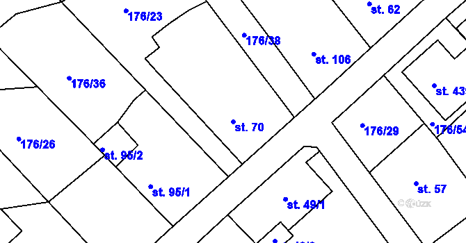 Parcela st. 70 v KÚ Tašovice, Katastrální mapa
