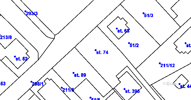 Parcela st. 74 v KÚ Tašovice, Katastrální mapa