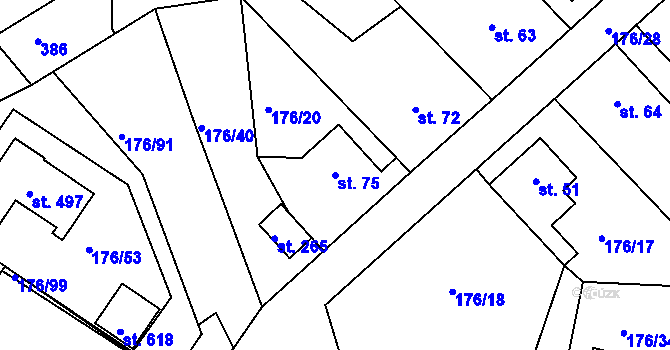 Parcela st. 75 v KÚ Tašovice, Katastrální mapa