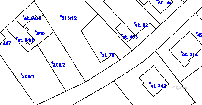 Parcela st. 76 v KÚ Tašovice, Katastrální mapa