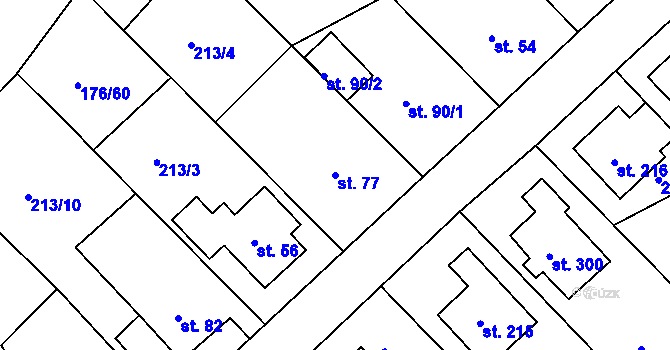 Parcela st. 77 v KÚ Tašovice, Katastrální mapa