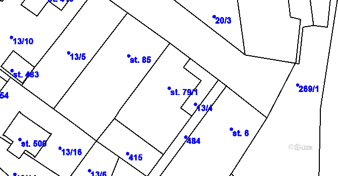 Parcela st. 79/1 v KÚ Tašovice, Katastrální mapa