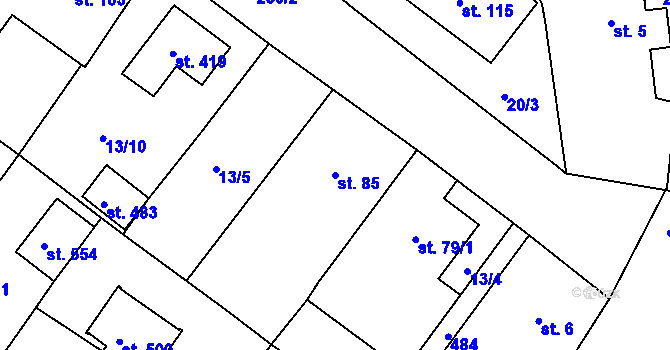 Parcela st. 85 v KÚ Tašovice, Katastrální mapa