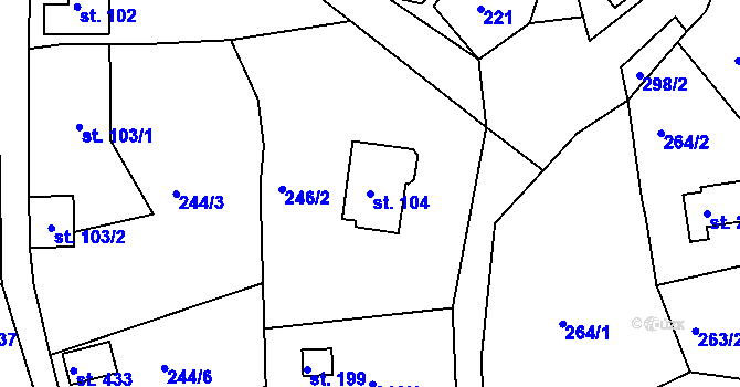 Parcela st. 104 v KÚ Tašovice, Katastrální mapa