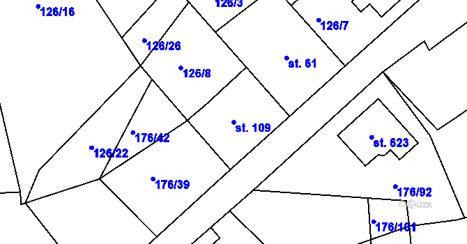 Parcela st. 109 v KÚ Tašovice, Katastrální mapa