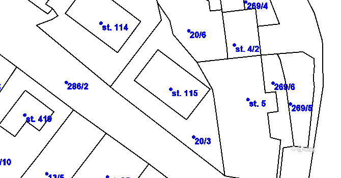 Parcela st. 115 v KÚ Tašovice, Katastrální mapa