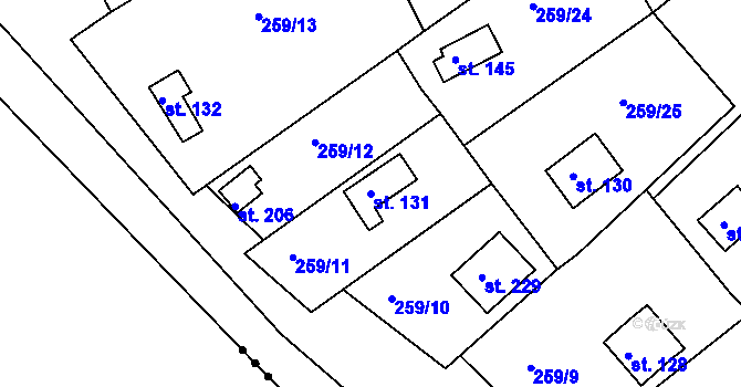 Parcela st. 131 v KÚ Tašovice, Katastrální mapa