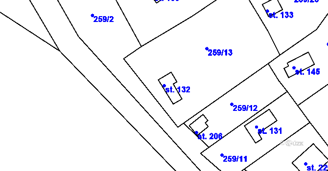 Parcela st. 132 v KÚ Tašovice, Katastrální mapa