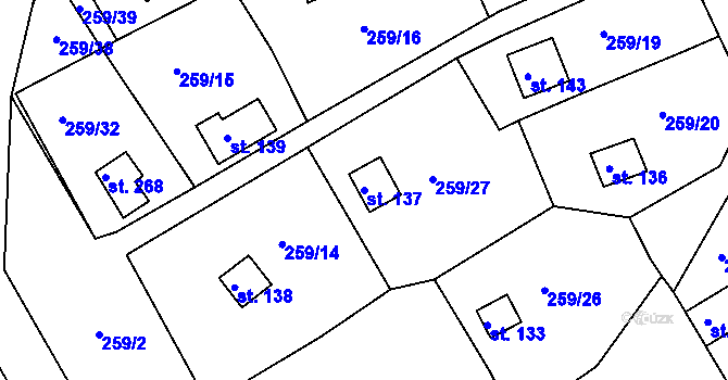 Parcela st. 137 v KÚ Tašovice, Katastrální mapa