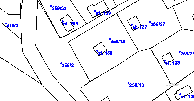 Parcela st. 138 v KÚ Tašovice, Katastrální mapa