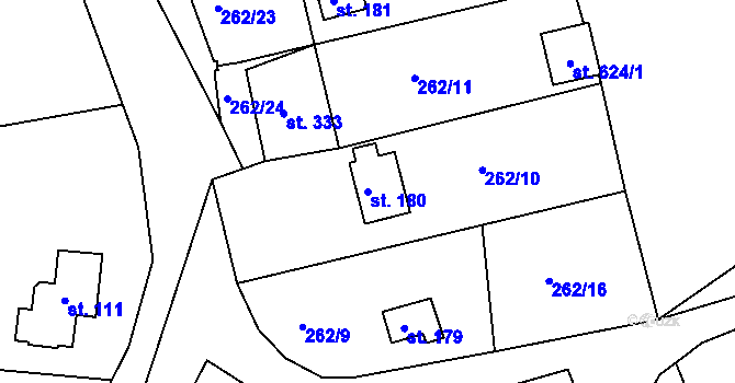 Parcela st. 180 v KÚ Tašovice, Katastrální mapa