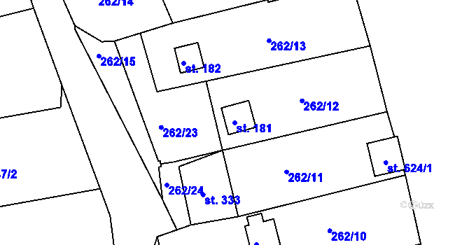 Parcela st. 181 v KÚ Tašovice, Katastrální mapa
