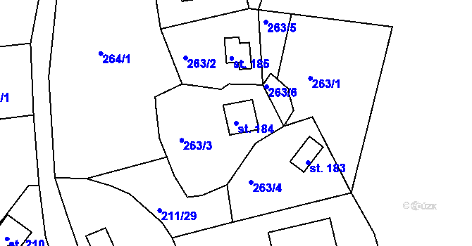 Parcela st. 184 v KÚ Tašovice, Katastrální mapa