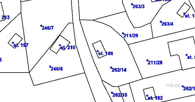 Parcela st. 186 v KÚ Tašovice, Katastrální mapa