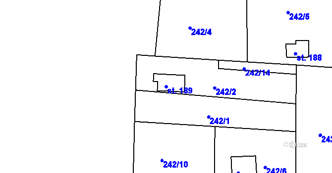 Parcela st. 189 v KÚ Tašovice, Katastrální mapa