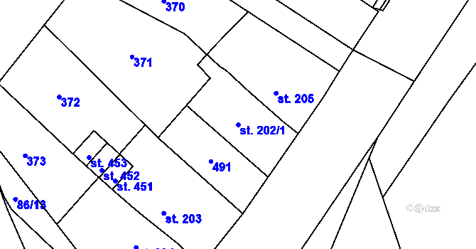 Parcela st. 202/1 v KÚ Tašovice, Katastrální mapa