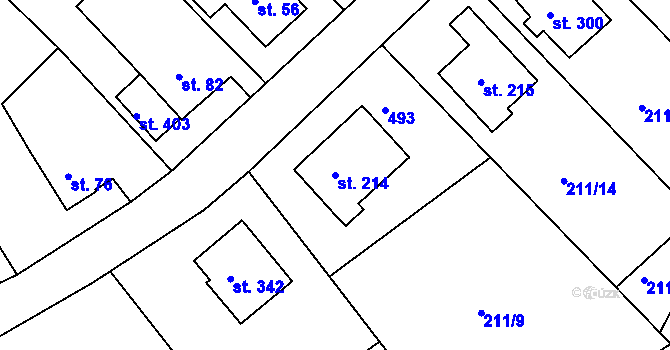 Parcela st. 214 v KÚ Tašovice, Katastrální mapa